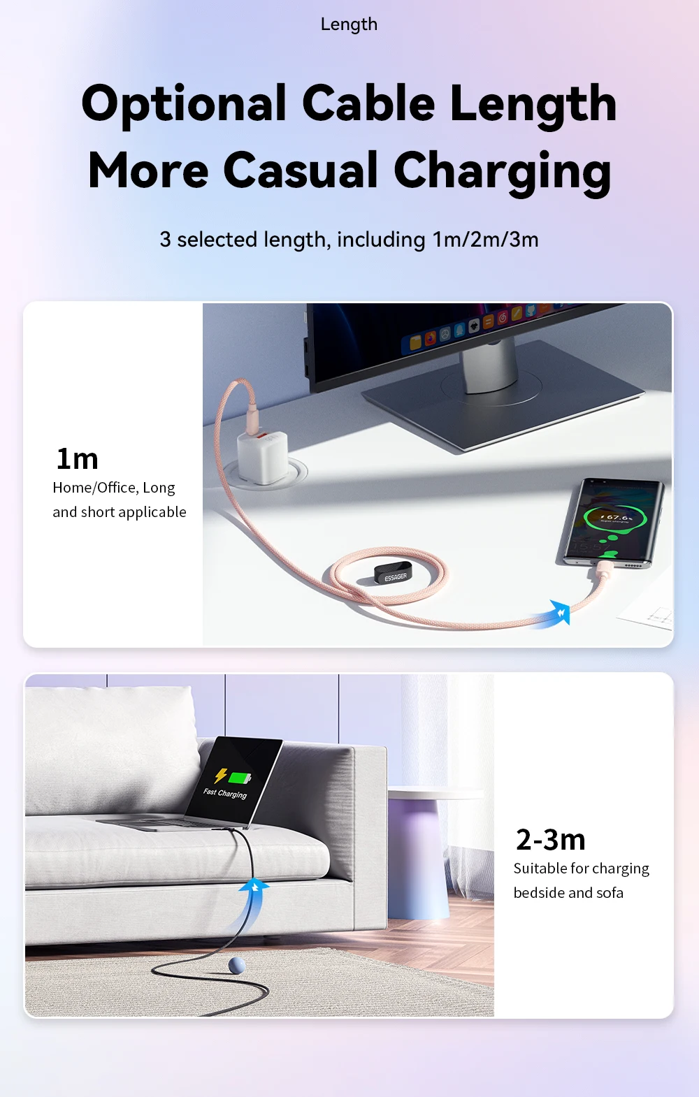 Essager USB C auf Typ C Kabel 5A PD 100W Schnellladegerät Datenkabel für MacBook Pro Samsung Xiaomi Huawei Ladekabel 3M – Detail 15