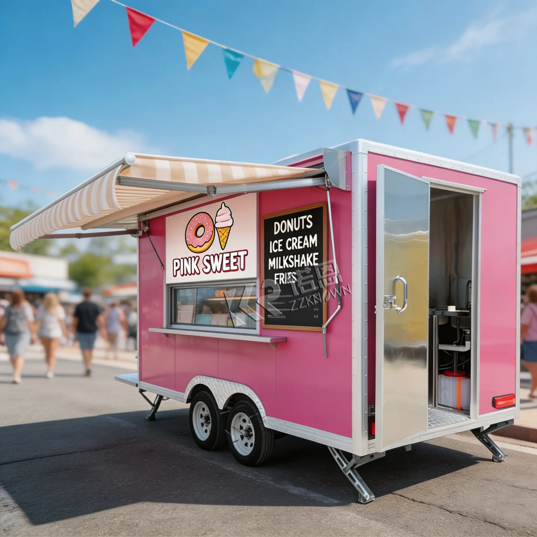 Luxury Commercial Food Truck Ice Cream Food Cart Crepe Smoothie Dessert Pancake Food Trailer with Air Conditioner