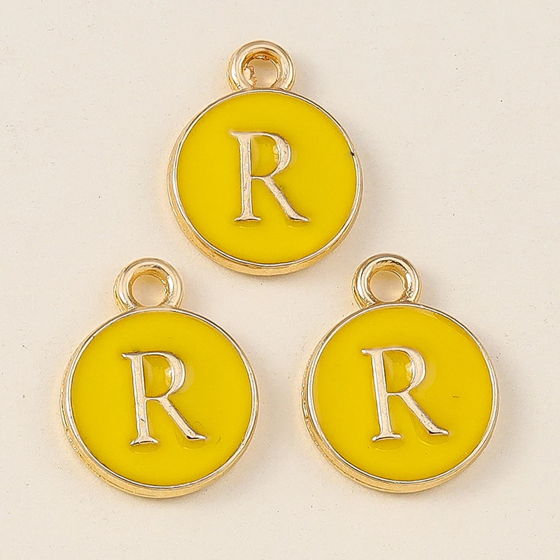 20 Stück 11x14mm Niedliche Gelbe Emaille-Alphabet-Anhänger mit 26 Buchstaben A-Z für Schmuckherstellung, DIY-Halsketten, Ohrringe und Accessoires ﻿ – Detail 20