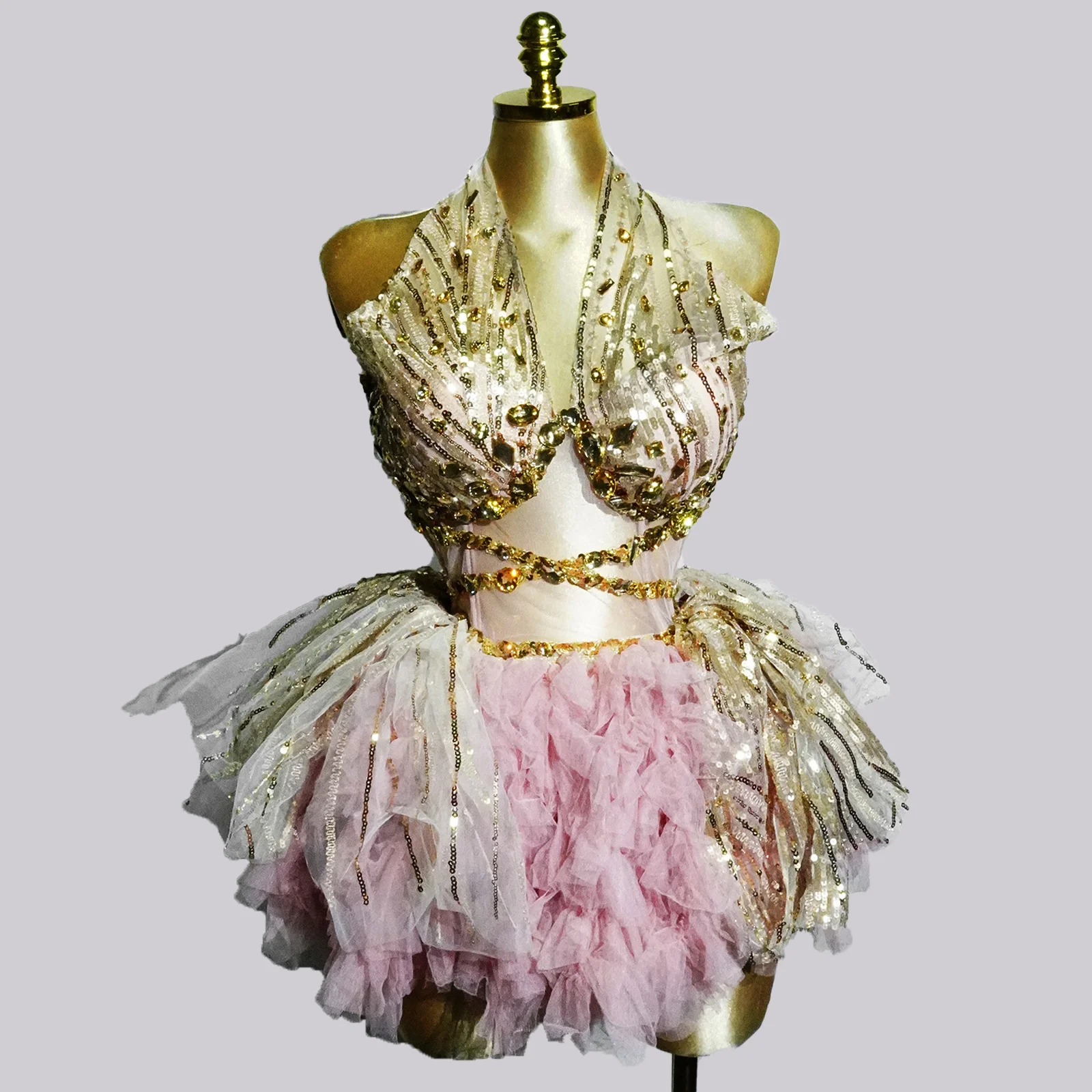 

Pink Dress Transparent Backless Drag Queens Costume Show Event Photoshoot Outfits For Women Birthday Wedding Singer Prom Dance