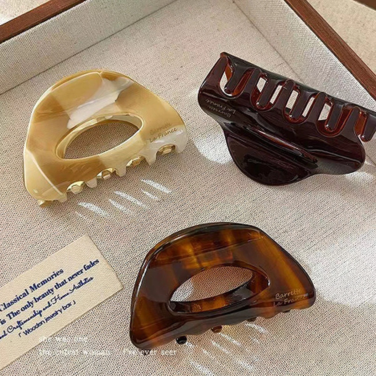 1pc Korean Semi-Circular Hollow Acetate Medium-Sized Hair Clip in Coffee Color, Simple Half-Up Ponytail Clip for the Back of Hea