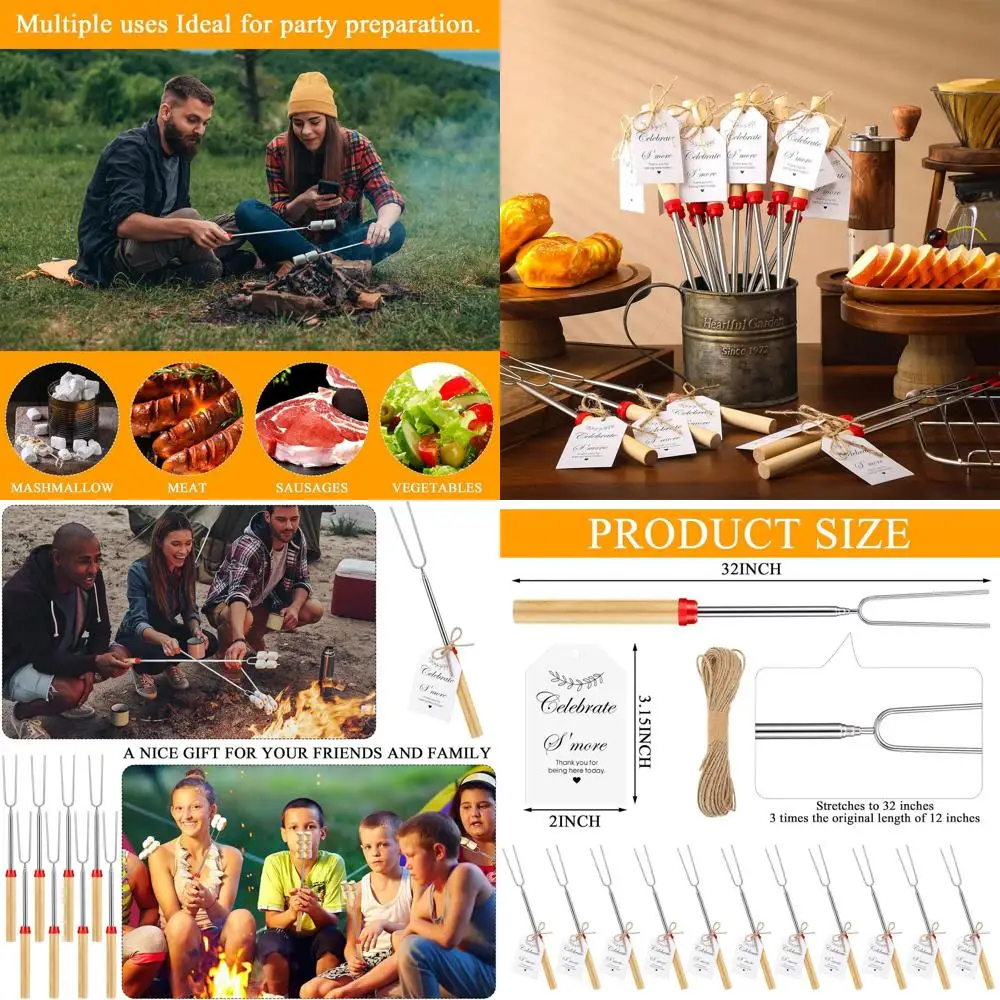 

48-Piece S'mores Kit with Extendable Sticks for Fire Pit Parties, Birthdays, Weddings, and Camping