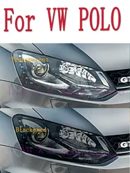 For Volkswagen VW POLO 2016-2023Accessories 2Pcs Car Headlight Protective Film Headlamp Restoration Transparent Black TPU Sticke