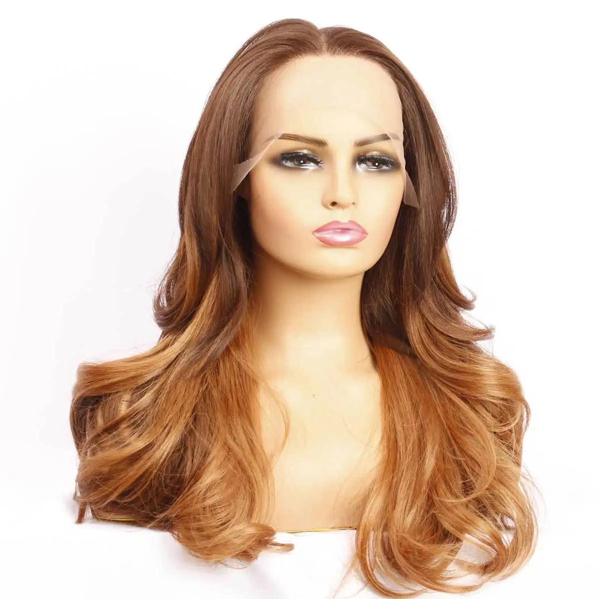 20 inch Long Wig with forehead lace Synthetic Wig For Women Natural Wave Heat Resistant Fiber False Wig