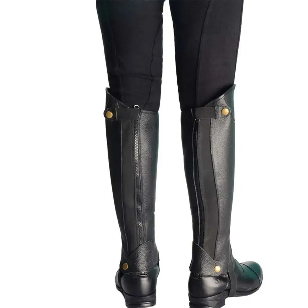 Protezioni per leggings equestri in pelle bovina Coprigambe da cavaliere traspirante e durevole con cerniera Protezione per le gambe Attrezzatura da equitazione per adulti