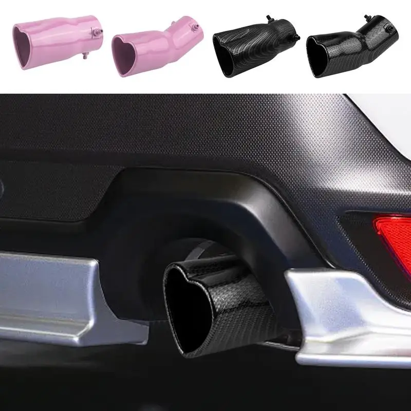 Car Exhaust Pipe Tip Auto Muffler Steel Stainles Tailpipe Heart Shaped 63mm Exhaust Silencer Fits Most Car Modified Accessories