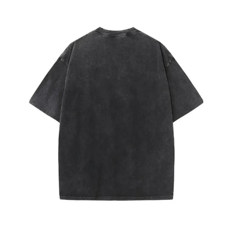 T-shirt Gym Short Sleeve O-neck No-Pain No Gain Fitness Washed Acid Tops Outfits High Quality Men's Clothes 2025 Oversized