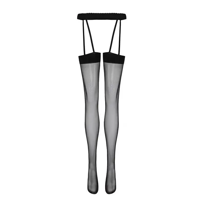 Verleidelijke Zwarte Lingerie Set Vrouwen Scheur Weg Dij Hoge Kousen Jarretel Coquette Boudoir Mesh Fetish Wear Bodycon Sheer