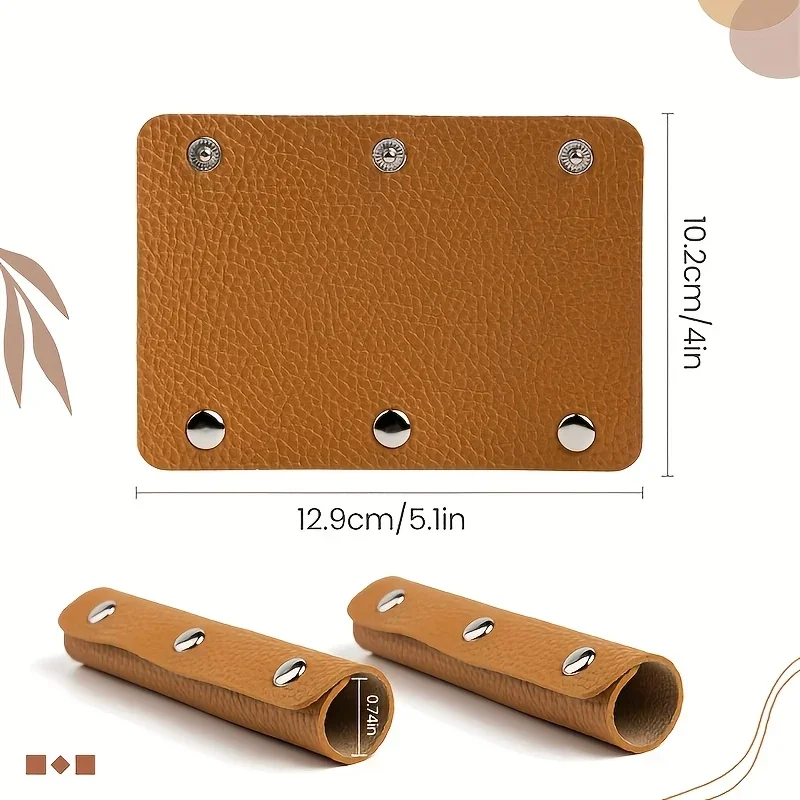 2pc PU Synthetic Leather Bag Handle Anti-Pinching Protective Sleeve,Three-Buckle Shoulder Strap Bag Strap Damage Protector Cover