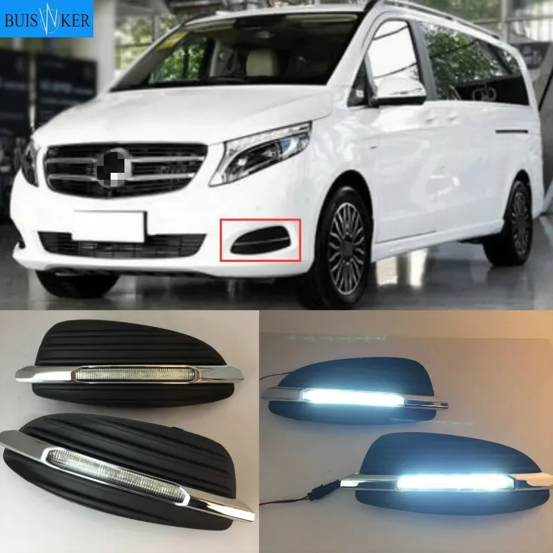 2PCS LED Daytime Running Light Car Accessories 12V DRL Fog Lamp For Mercedes Benz V-Class Vito V250 V260 2016 2017 2018