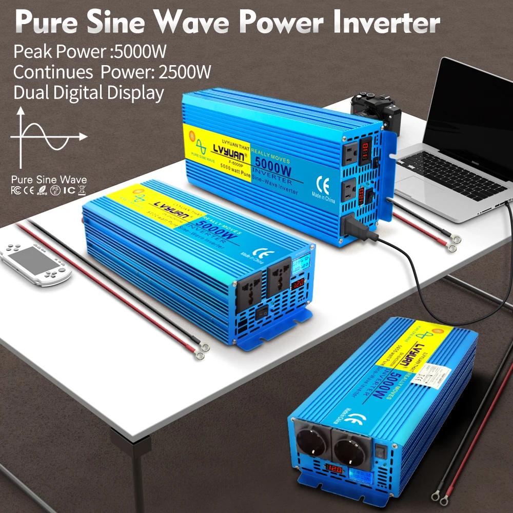 Imagem -02 - Inversor de Onda Senoidal Pura dc 12v 2000w8000w Controle Remoto Conversor Led Transformador de Potência Senoidal Pura