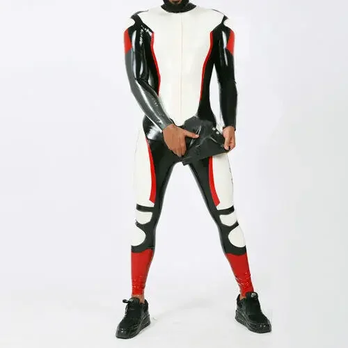 Latex Gummi Rubber Catsuit racing uniform Ganzanzug Overall Zentai Anzug Kostüm Halloween