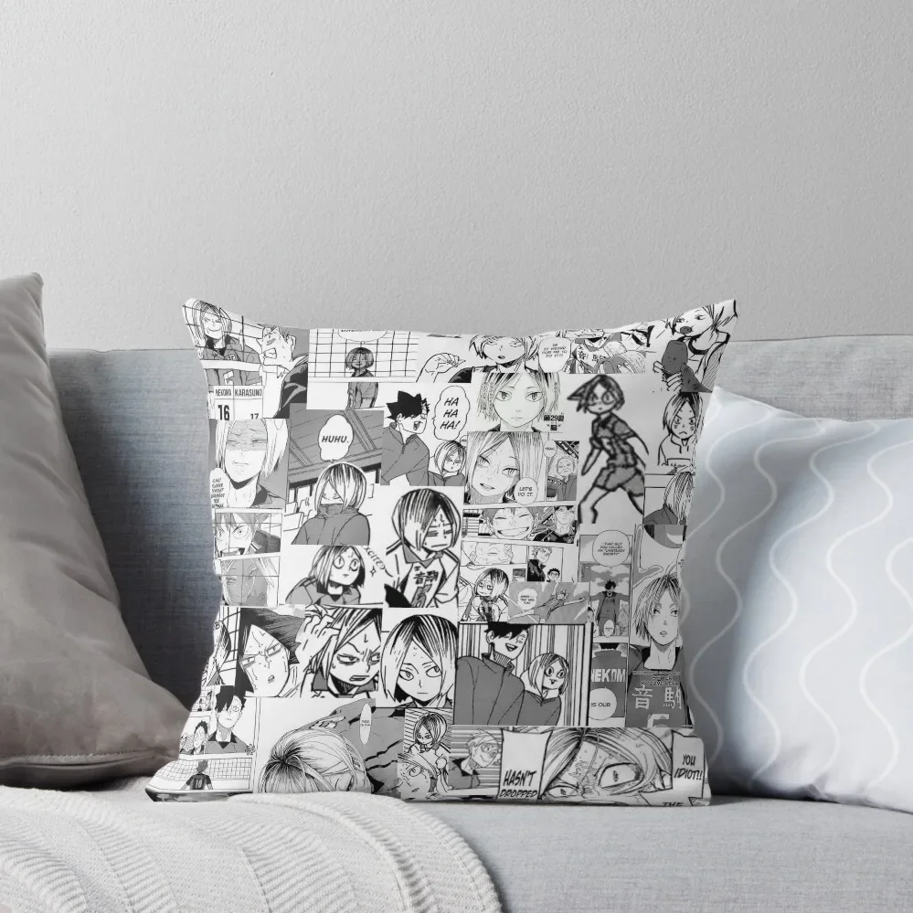 

kenma kozume Manga collage Throw Pillow Cushions For Sofa Cushions Home Decor