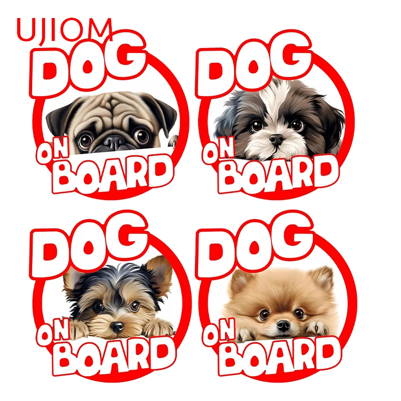 UJIOM Dog on Board Lovely Peeking Wall Stickers Attractive Graphics Design Decals Simple Waterproof Art DIY Home Decoration