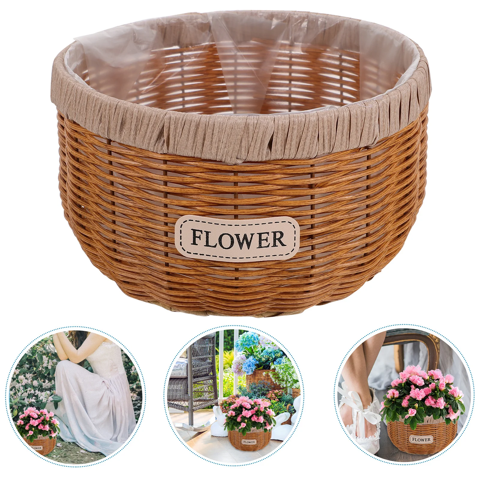

Large Wicker Planter Basket for Indoor Outdoor Plants Artificial Rattan Plant Pot Storage Basket Home Decor Garden Organizer
