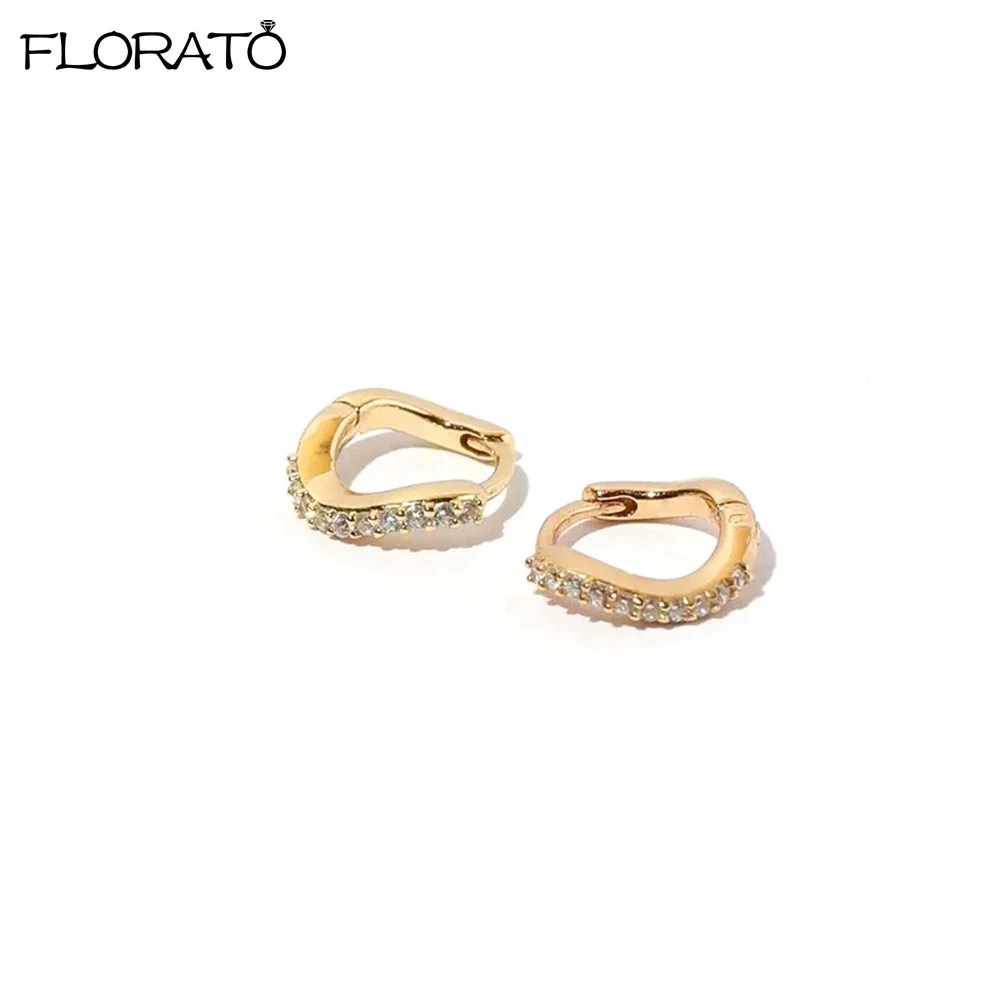 925 Sterling Silver Needle Glossy Hoop Earrings Gold Color Tiny Cartilage Piercing Small Huggie Earring Fine Jewelry Accessories