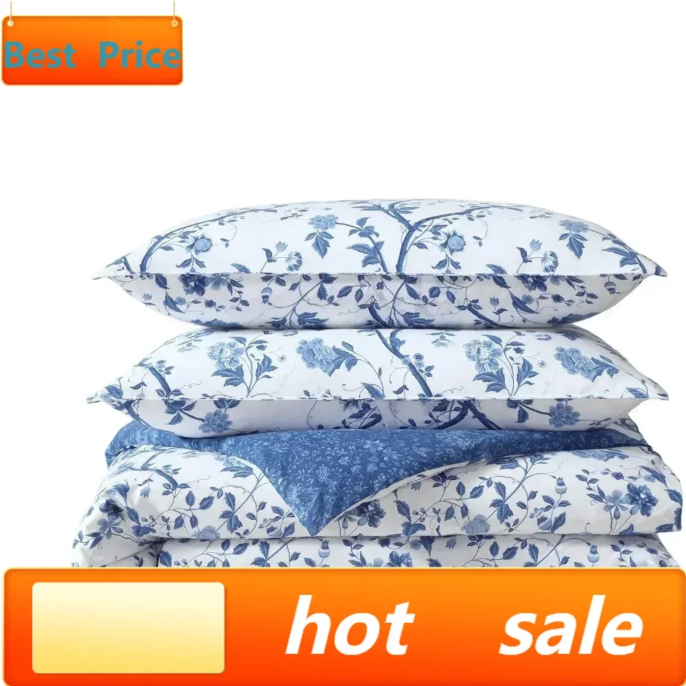 BestsellerLaura Ashley Queen Size Comforter Set - Reversible Cotton Bedding for All Seasons, 7-Piece Set for Luxurious Sleep