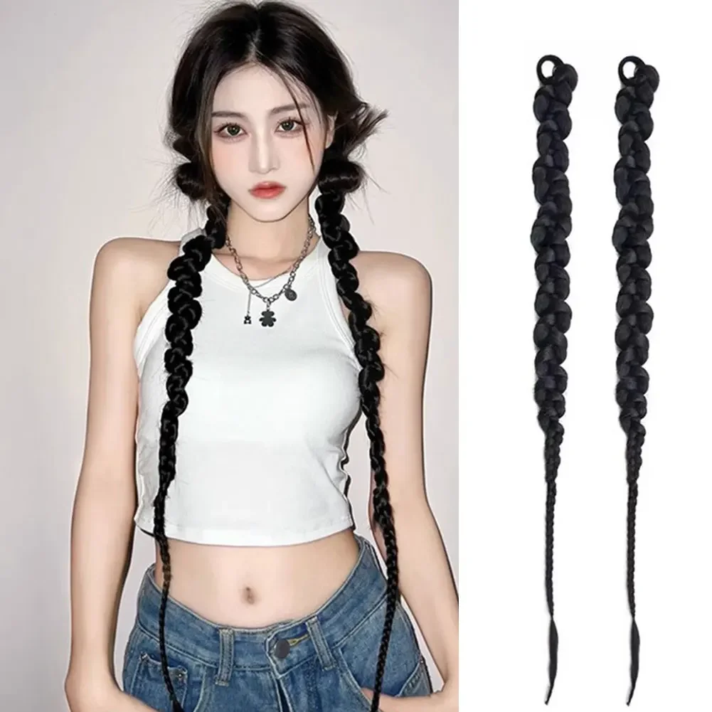 1/2PCS Hair Extension Braided Ponytail Fashion Long Twist Braided Ponytail Synthetic Extension Hair Accessories Hip Hop Y2K Girl