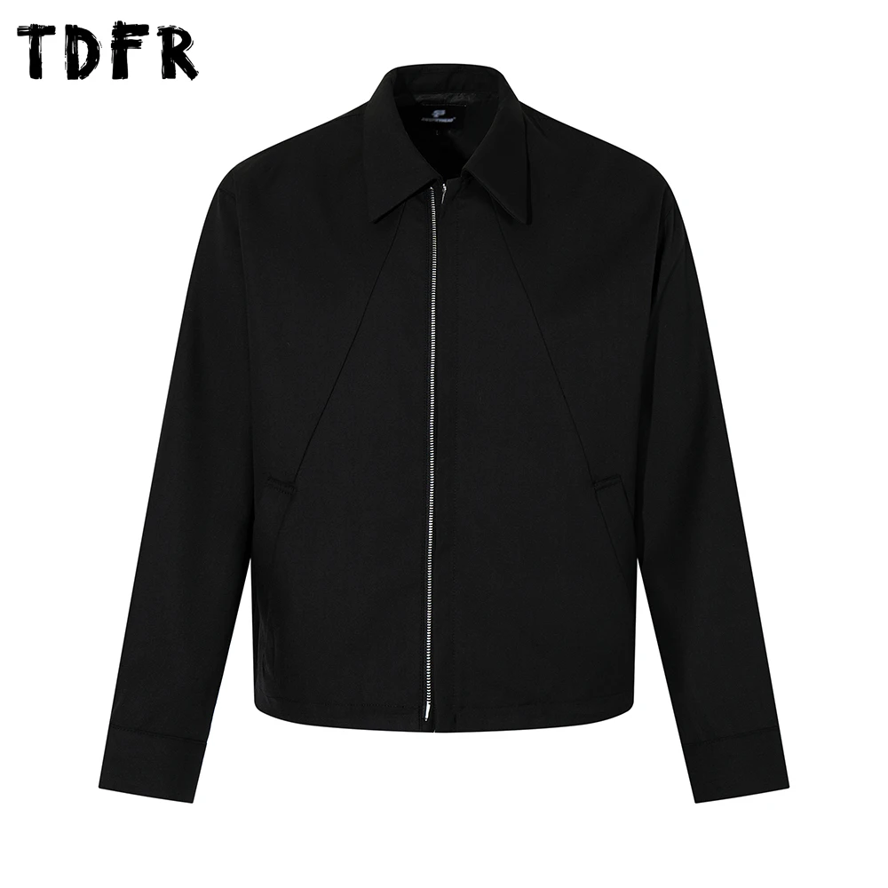 

Сплошной цвет сращенная куртка-карго мужская осенняя повседневная простая свободная верхняя одежда с лацканами и длинными рукавами мужская