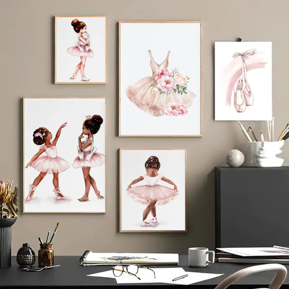 

Ballet Dancer Whitepaper Poster Retro Kraft Paper Sticker DIY Room Bar Cafe Vintage Decorative Painting