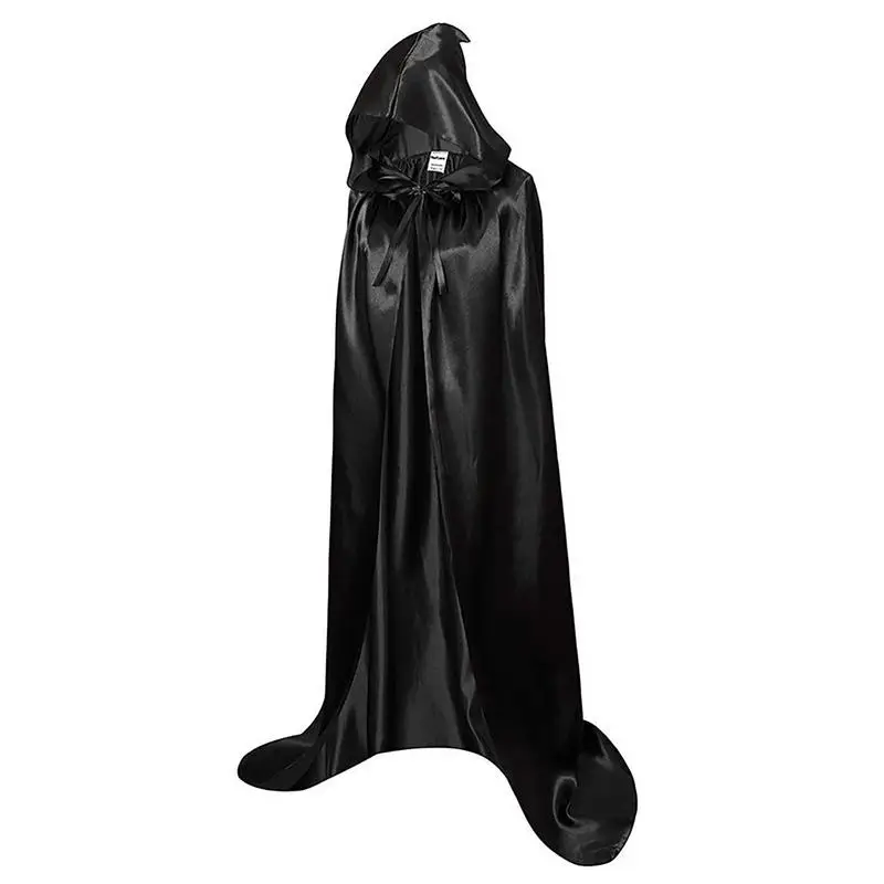 Halloween Hooded Cloak Goth Vampire Pirate Cape Black Party Cape Cosplay Cape for Devil Witch Wizard Halloween Christmas Cosplay