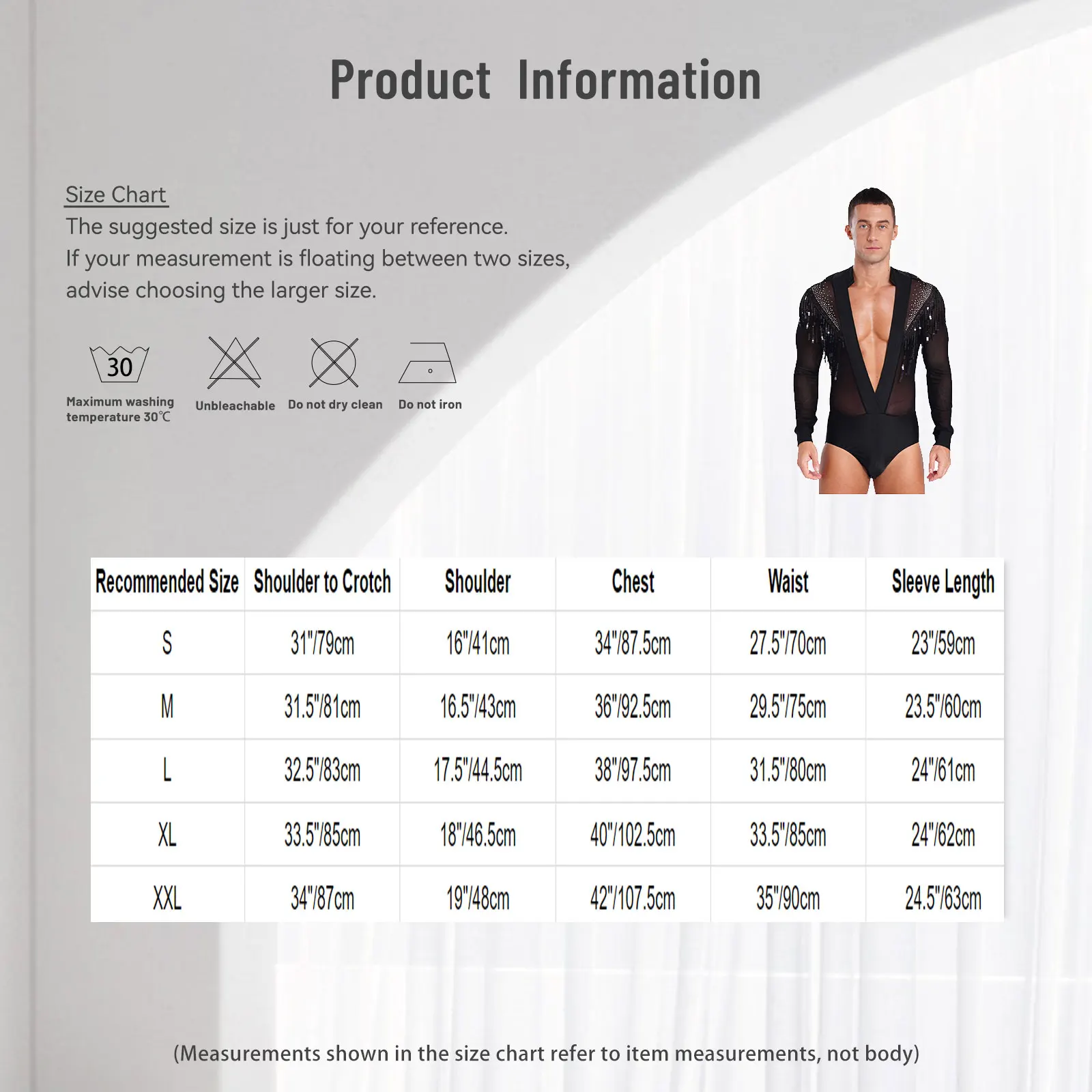 Künstlerisches Ballett-Trikot für Herren, Eiskunstlauf-Kostüm, durchsichtiges Netz, glänzende Pailletten, langärmliger Body