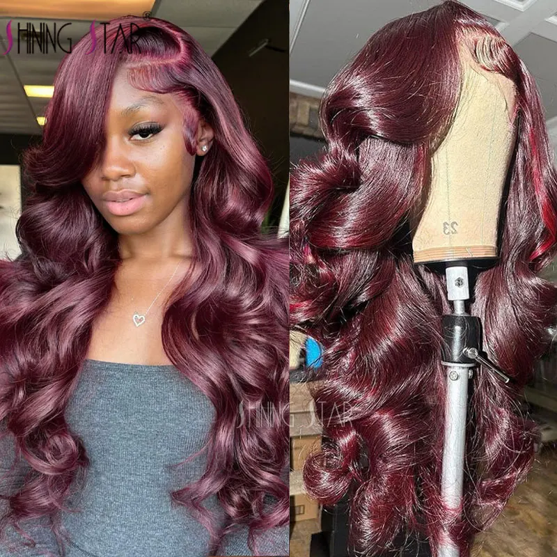 34 Inch Body Wave 13X6 Lace Front Wigs For Women Burgundy Lace Front Human Hair Wig 13X4 HD Lace Frontal Wig Straight Human Hair