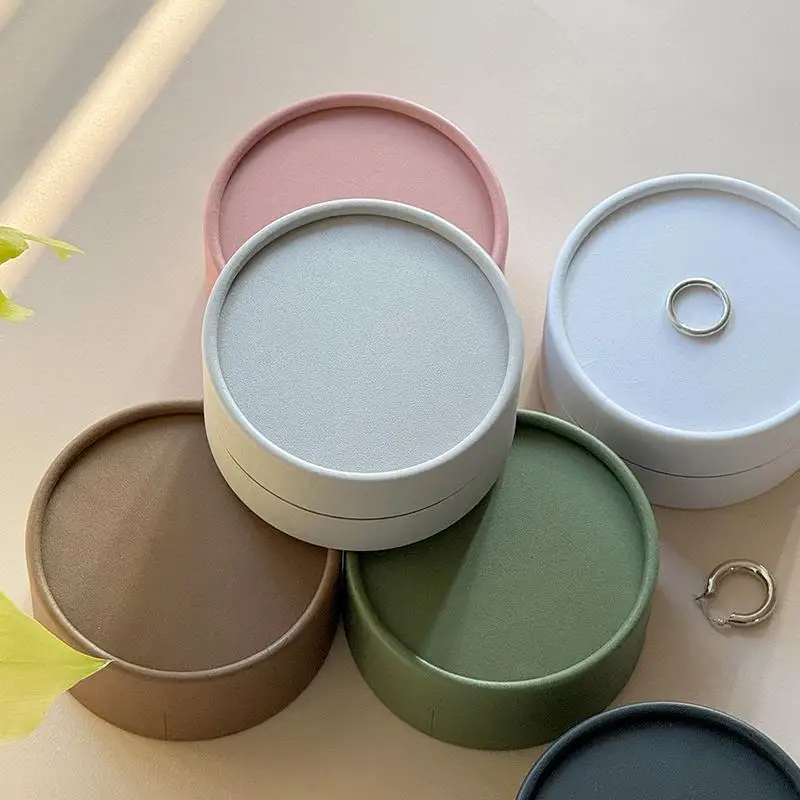 Round Paper Jewelry Storage Box Slotted Earrings Organizer Minimalist For Daily Festivals Home Gifting