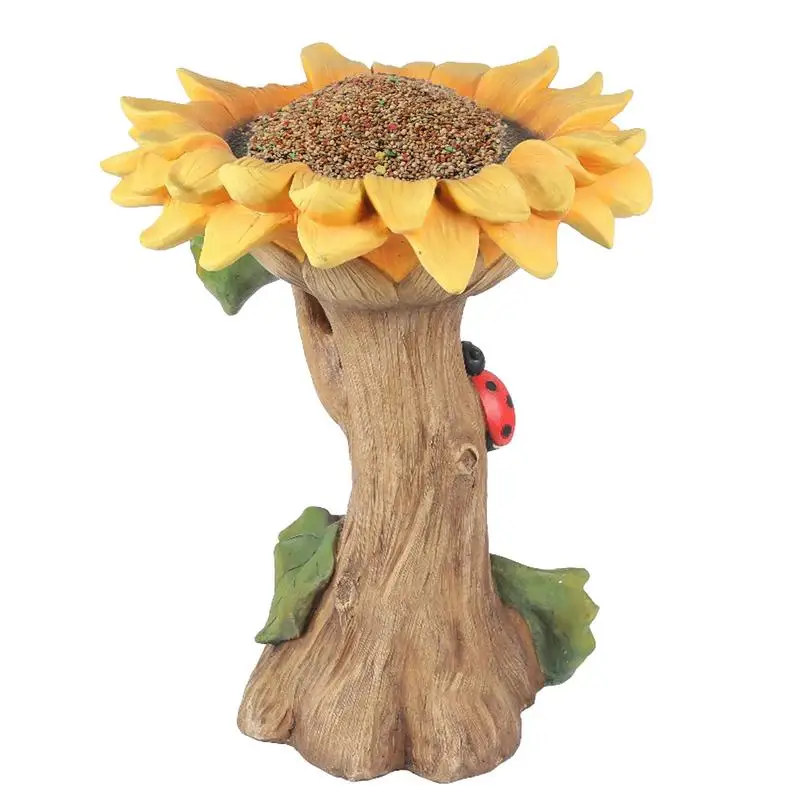 

Bird Bath For Outside Sunflower Shape Bird Feeding Station Decorative Art Ornaments For Hummingbird & Wildlife Attraction Patio