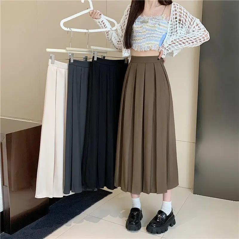 

New Fashionable Versatile Half Length Skirt for Women to Look Thin Pleated Skirt Stylish A-line Skirt Mid Length Skirt