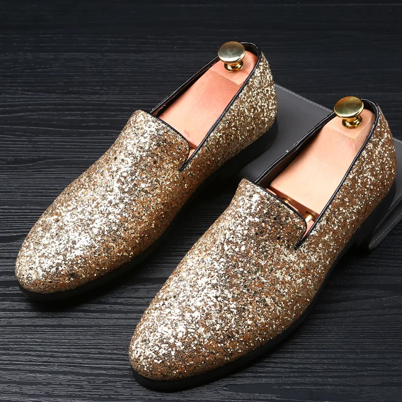 9 Colors Size 37-48 Glitter Men Loafers Shoes Bling Luxury Formal Shoes Men Sequin Penny Loafers Men Dress Formal Wedding Office