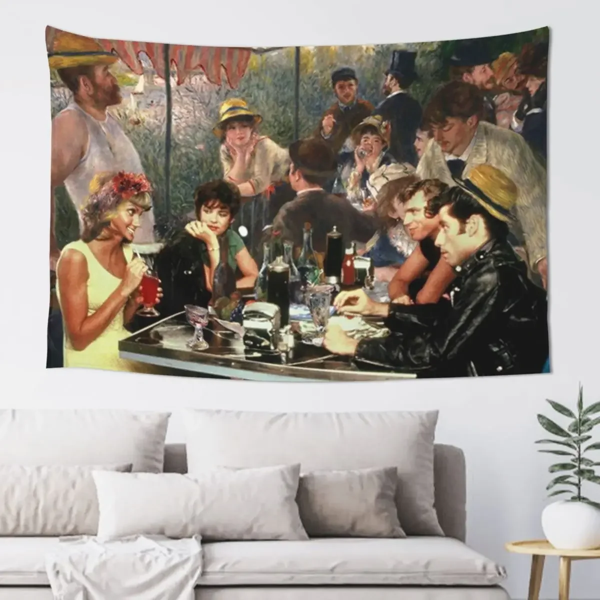 Renoir's Luncheon of the Boating Party & Grease Tapestry Room Decoration Korean Style Bedroom Decor Aesthetic Tapestry