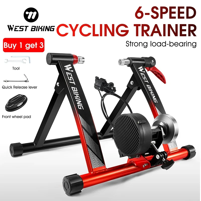 

WEST BIKING Indoor Exercise Bike Trainer 6 Speed Wire Control Cycling Trainer Roller Magnetic Resistance Home Bicycle Trainer