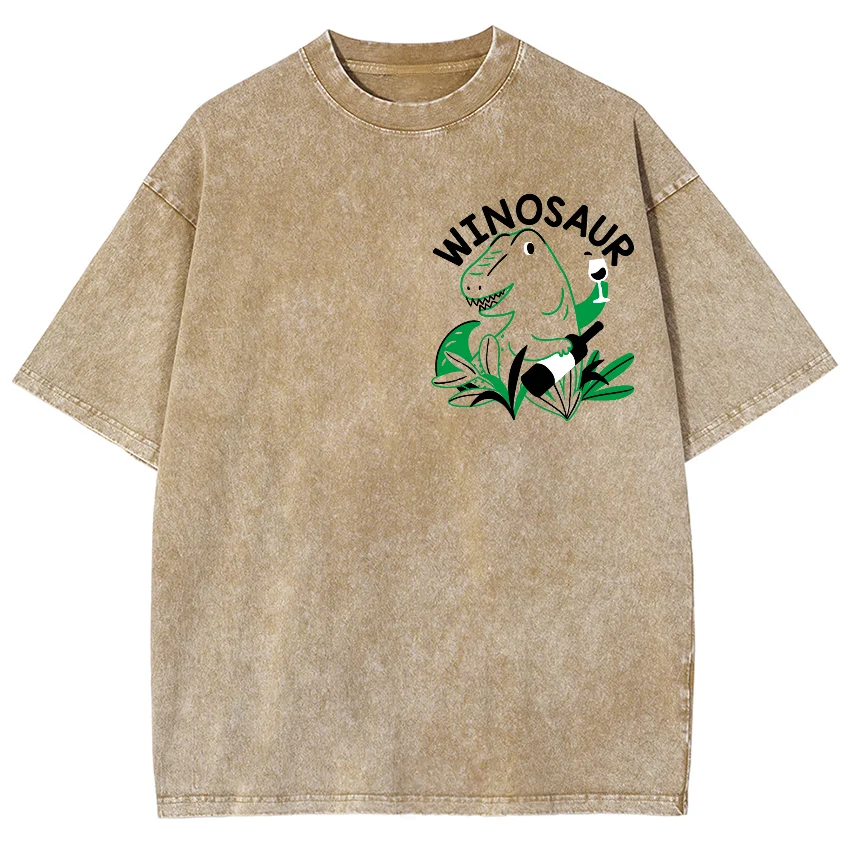 Fashion Trend New Short-Sleeved Cartoon Lines Hand-Painted Frog Print Loose Retro Shoulder-Washed Denim T-Shirt