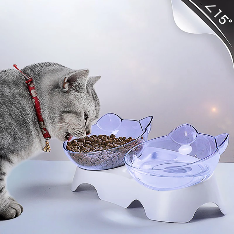 Single/Double Cat Bowl Non-Slip Dog Bowl With Stand Pet Feeding Cat Water Bowl For Cats Food Pet Bowls For Dogs Feeder Supplies