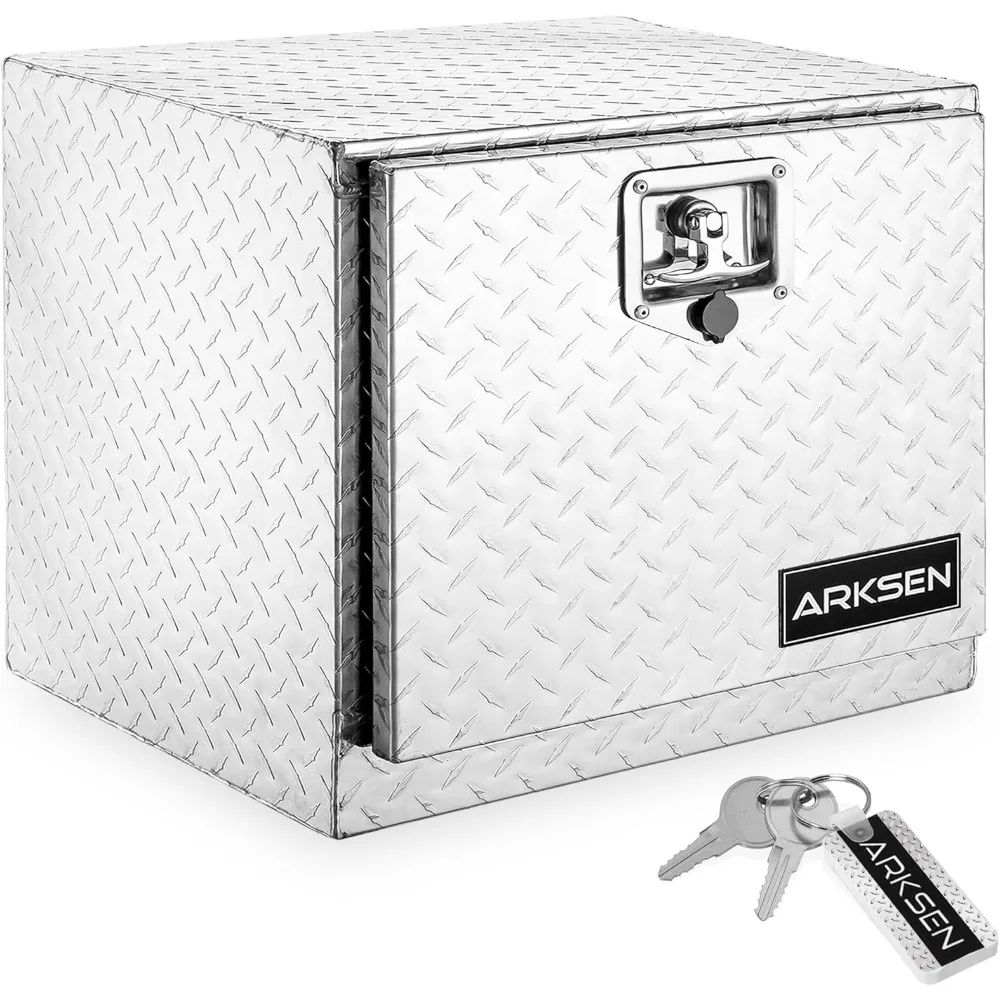 

18 Inch Aluminum Diamond Plate Underbody Tool Box, Waterproof Storage Organizer for Pickup Trucks