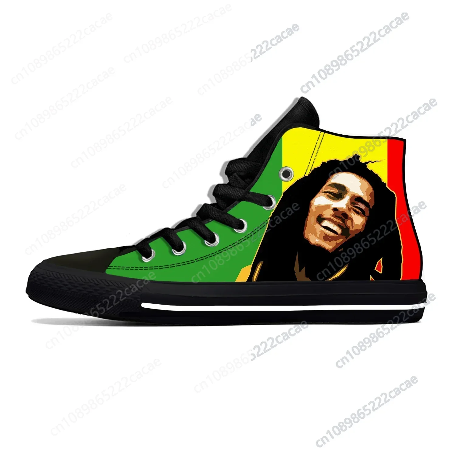 

Bob Marley Reggae Star Rasta Rock Music Fashion Casual Cloth Shoes High Top Lightweight Breathable Custom Men Women Sneakers