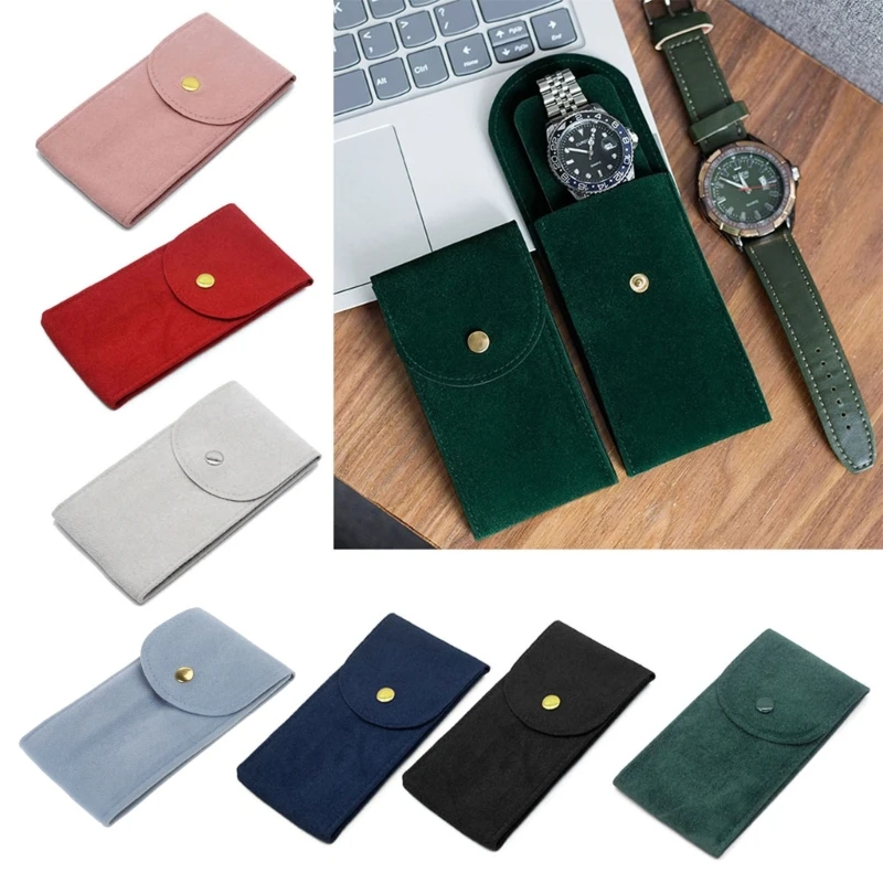 Portable Flannelette Fabric Watch Pouch Storage Bag Single Watch Travel for Case Organizer Display Pouch for Men and Wom