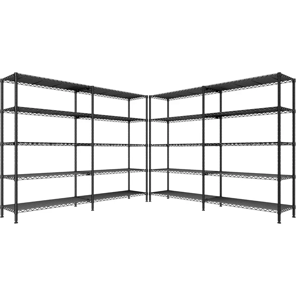 

Industrial-Style 5-Shelf Metal Rack, 61.7W x 72.4H, Holds 1500 lbs, Adjustable, Rust-Resistant, 2-Pack