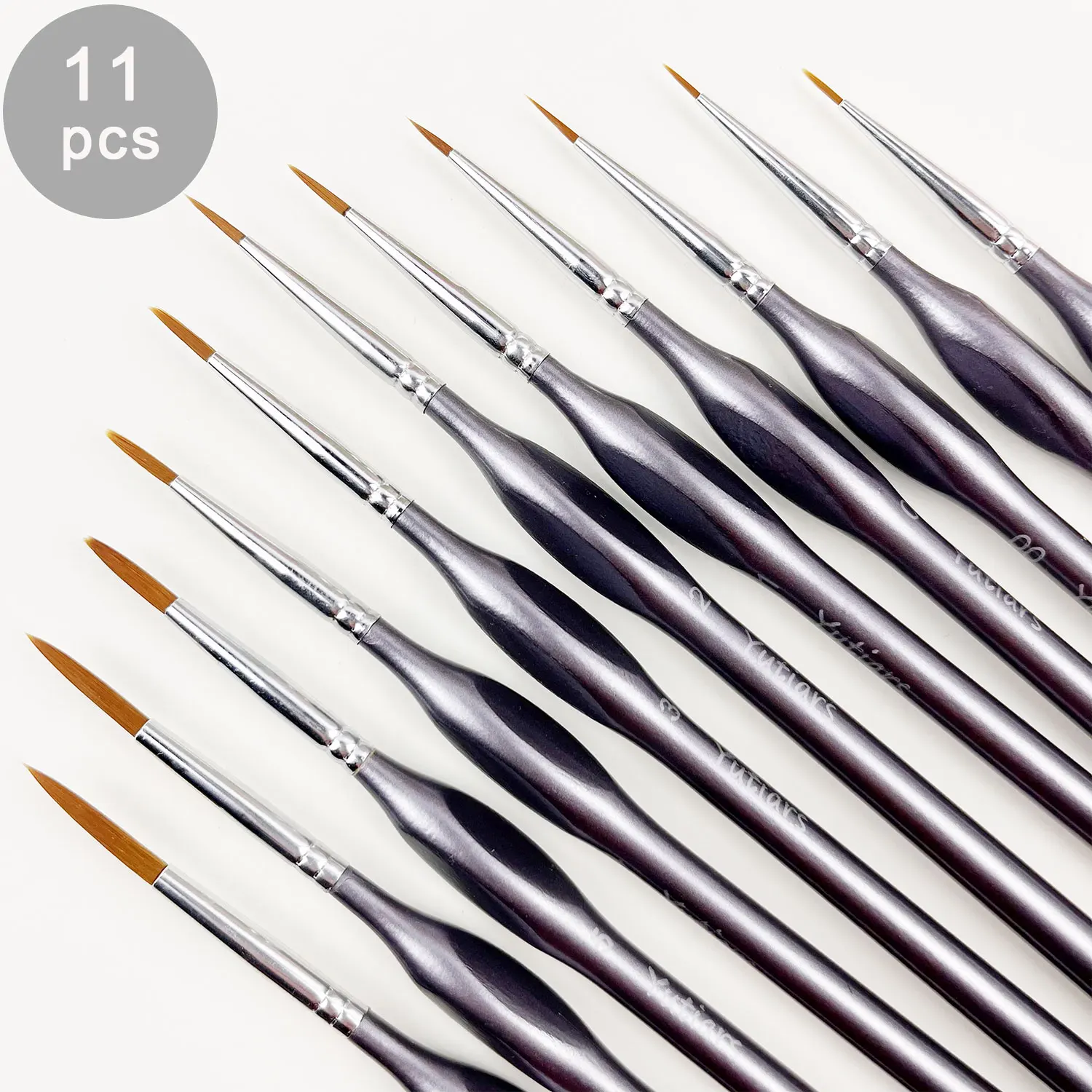 10/11-teiliges Miniatur-Pinsel-Set mit Detailspitze und ergonomischem Griff – geeignet für Acrylmalerei, Öl, Wat