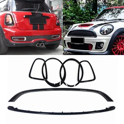 JCW Estilo Preto Frente Cabeça Luz, Farol, Tampa da lâmpada traseira Frame, Grade Trim, Mini Cooper R55, R56, R57, R58, R59, 2007-2015