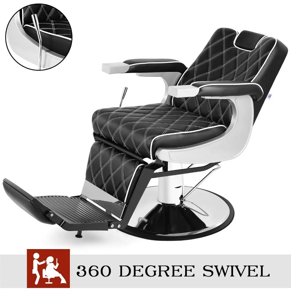 Heavy Duty Vintage Barber Chair All Purpose Hydraulic Recline Salon Beauty Spa Styling Equipment Black Barber's Chair