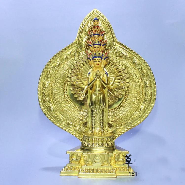 41CM huge large GOOD buddha HOME Temple Nepal Buddhism gilding Thousands Hands Guanyin Avalokitesvara brass statue