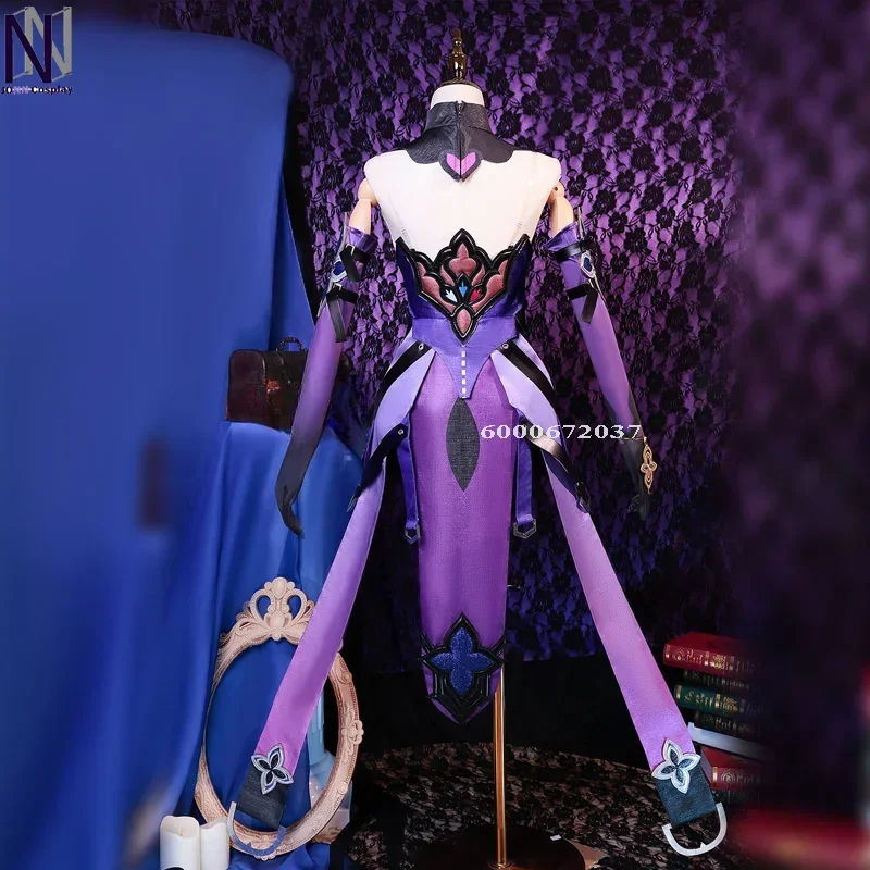 Honkai Star Rail Game Black Swan Cosplay Costume Wig Purple Dress Uniform Headwear Garden of Recollection Halloween Women Outfit