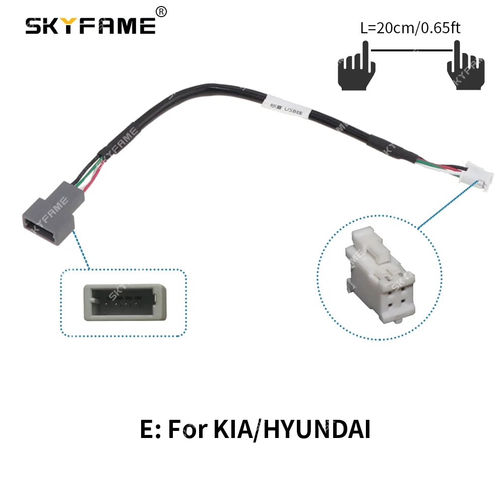 SKYFAME Car Android Original 4pin USB Converter Cable Adapter For KIA Hyundai Peugeot