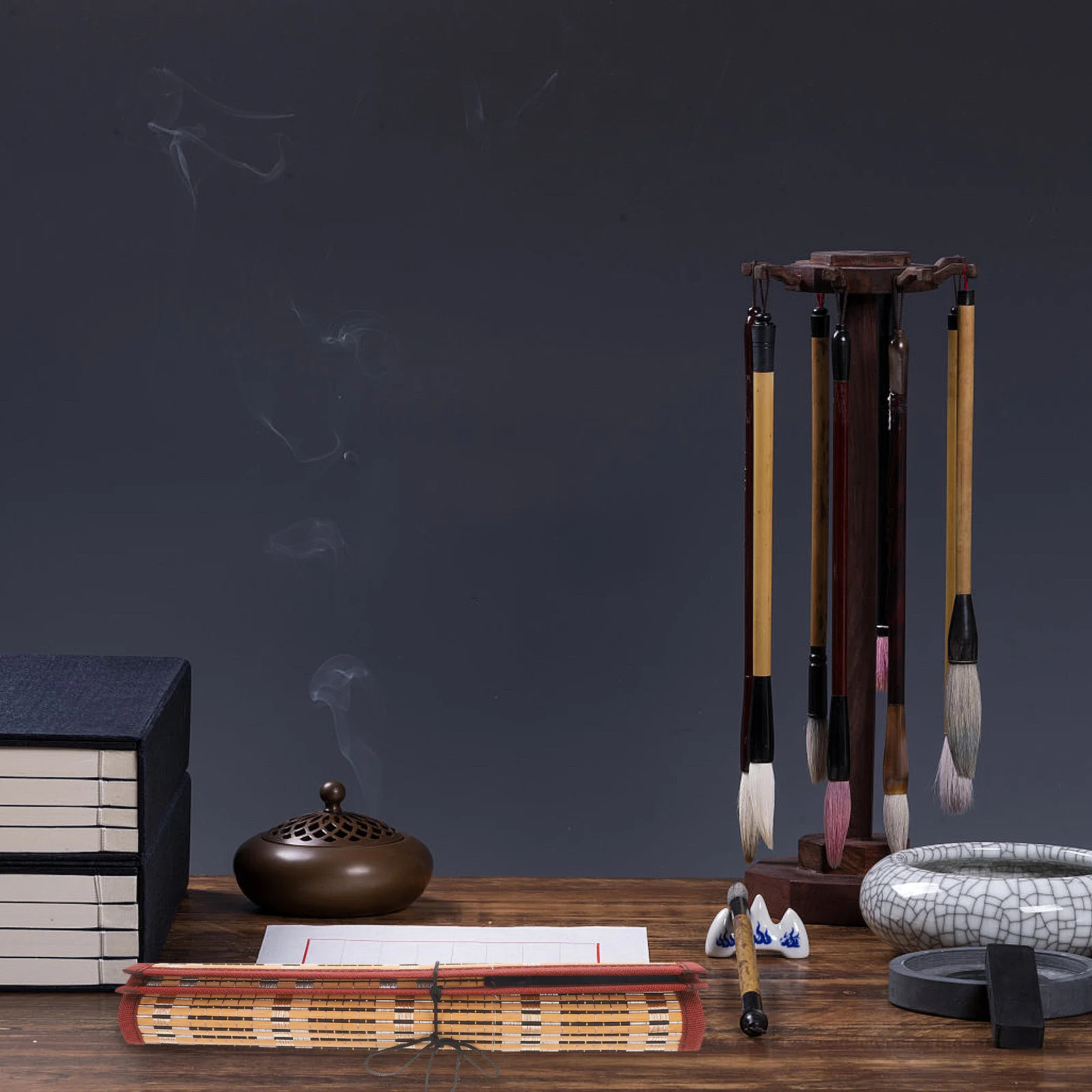 

1Pcs Handcrafted Bamboo Writing Instrument Roll 8-Pocket Portable Pencil Storage Holder Breathable Lightweight Art Tool Carry