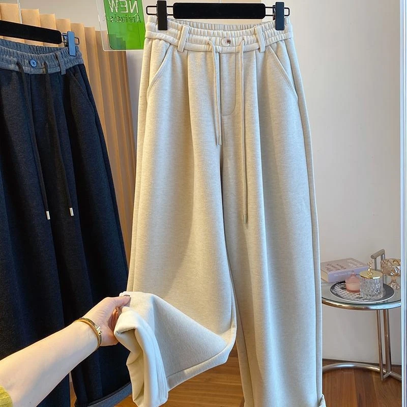 

plus Size Men's Straight Leg Pants Autumn Winter Faion Casual Trousers Korean Sle Loose Fit 300 Pou Weight Covering