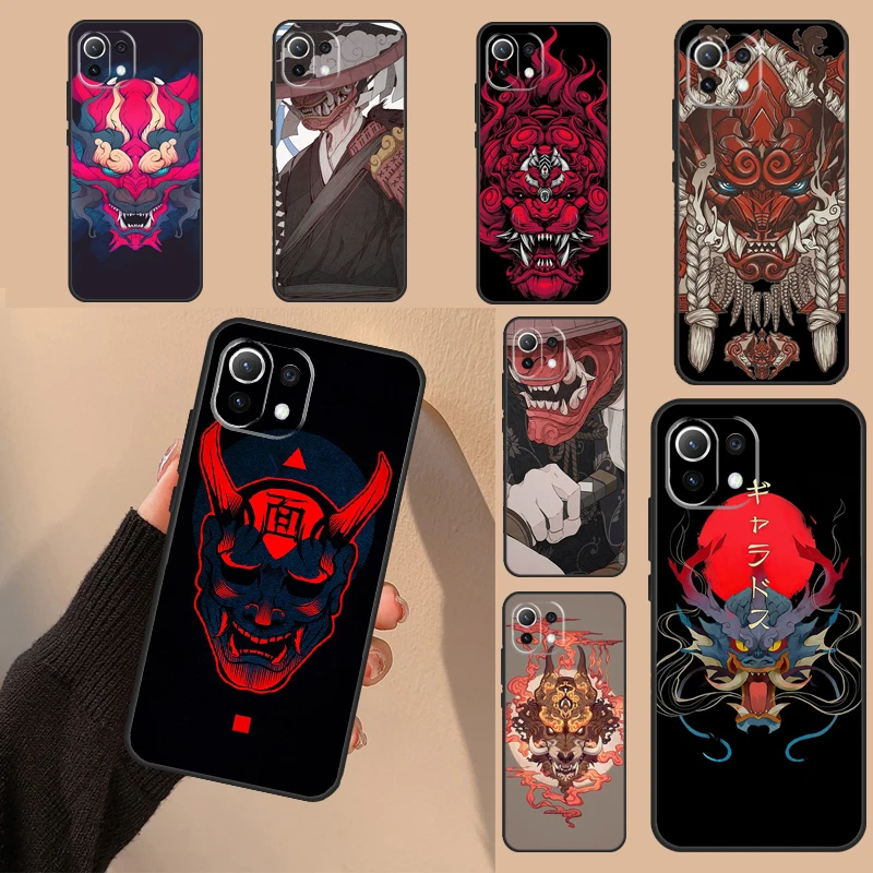 Japan Oni Samurai Mask For Xiaomi 13 Ultra 11T 12T Pro 12 Lite 12X Case For POCO X5 X3 F5 Pro M6 M5s F4 X4 GT F3