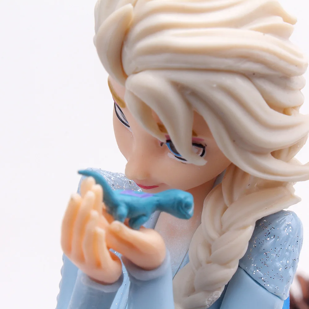 21cm Disney Frozen Snow Queen Elsa Princess Holding Fire Dragon In Hand PVC Action Figure Anime Doll Toys Świąteczny prezent dla dziecka