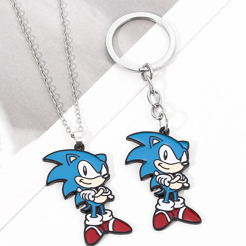 Sonic The Hedgehog Cute Cartoon Figure ciondolo animazioni personaggio collana portachiavi adatto Bifts di compleanno per bambini